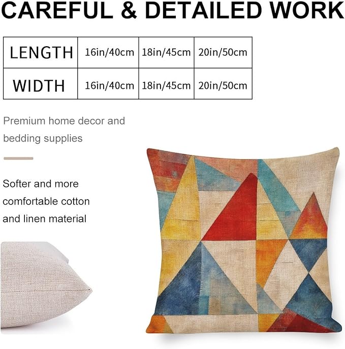Cushion Case Colorful Fun Aesthetic Mid Century Modern Gomestry Zippered Pillow Cover Mid-Century Modern Style Outdoor Pillows Covers 18"x18" Pillows for Couch Sofa Patio Furniture Home Decor