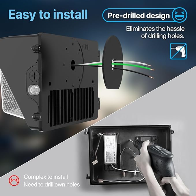 HYPERLITE 120W LED Wall Pack Light with Dusk-to-Dawn Photocell, Ideal Outdoor Security Lighting Commercial and Industrial LED Wall Lights for Parking lot Garage Warehouse Factory ETL Listed