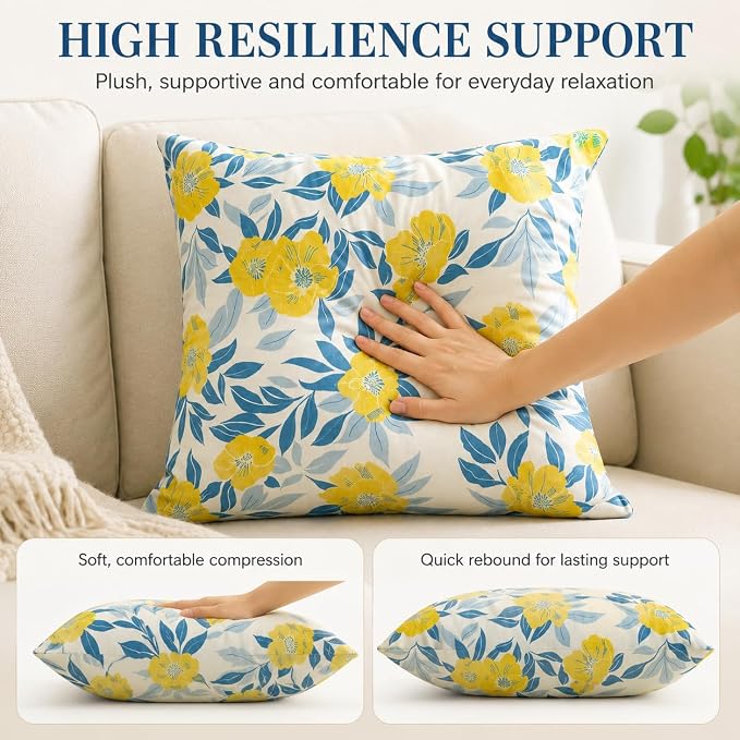Outdoor Throw Pillows 18×18 Inch Pack of 2 Waterproof Decorative Patio Pillows with Inserts, Square Pillows for Garden Couch Sofa and Patio Furniture
