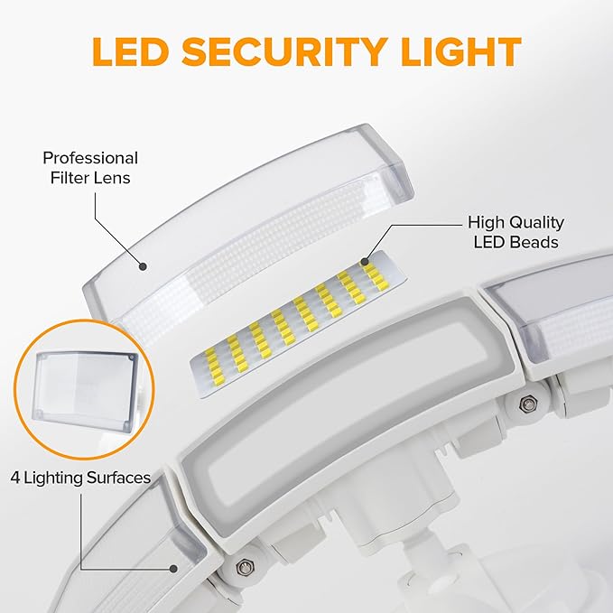 LUTEC 75W 8000 Lumen Floods Light Outdoor, Switch Controlled LED Security Lights with 3 Adjustable Heads, 5000K Daylight, IP65 Waterproof Exterior Flood Light for Garage, Yard, Patio (White) - 2 Pack