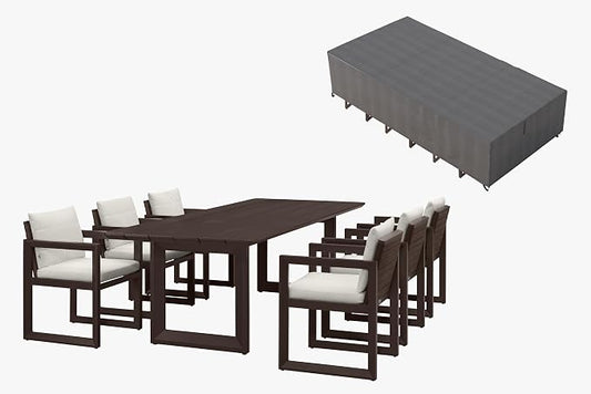 PURPLE LEAF 7-piece Outdoor Dining Set with Waterproof Furniture Cover Aluminum Luxury Patio Furniture Table and Chairs Set with Removable Thick Cushion for Small Backyard Garden Porch Deck, Bronze