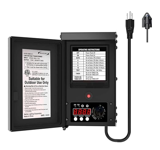 Malibu 300 Watt Power Pack with Sensor and Weather Shield for Low Voltage Landscape Lighting Spotlight Outdoor Transformer 120V Input 12V Output 8100-0300-01