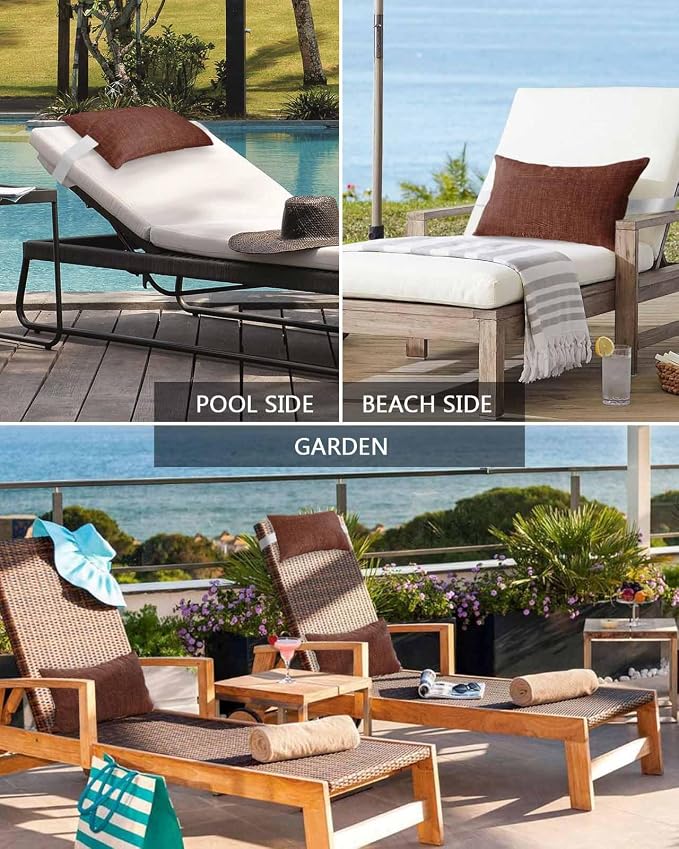 Pack of 4 Outdoor Lumbar Pillow Covers 11x16 Inch, Dark Brown Waterproof Throw Pillow Covers Set, Vintage Country Monochrome Chocolate Color Indoor&Outdoor Cushion Cases for Patio Porch Beach