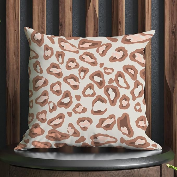 Cushion Cases Chinoiserie Cheetah Print Throw Pillow Covers Farmhouse Brown and Light Gray Pillow Cover Accent Farmhouse Decor Pillow for Patio Furniture Porch 22x22 in