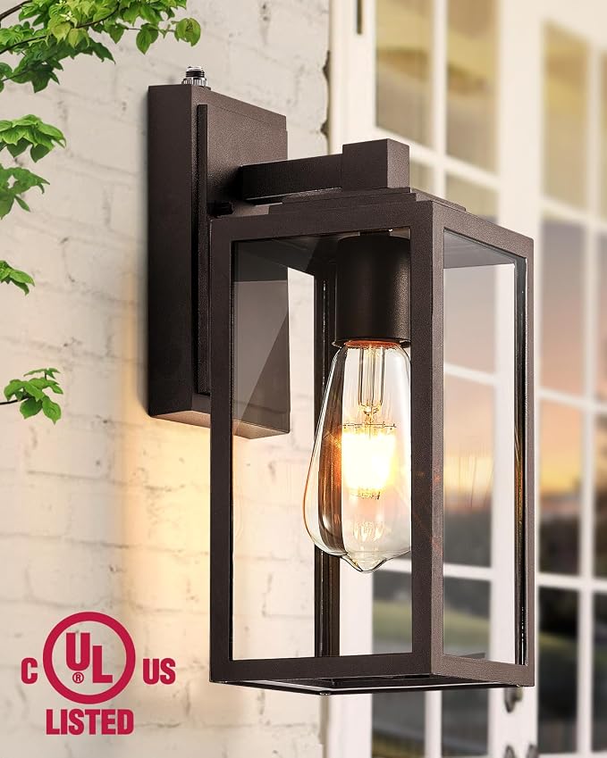 VIANIS 2 Pack Oil Rubbed Bronze Outdoor Lights Wall Mount, Dusk to Dawn Wall Lights for House Outside, Aluminium Modern Porch Lights Sconce, ORB Exterior Lantern Fixture with Waterproof, Anti-Rust