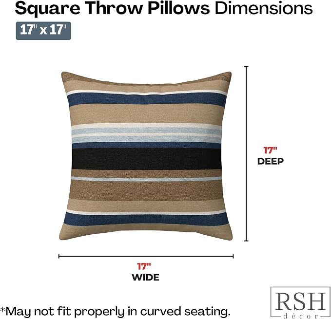 RSH DECOR Square Throw Pillows Set of 2, 17" x 17", Outdoor Pillows Waterproof, Outdoor Pillow Covers, Pillow Covers for Couch, Zone Eclipse, Made in USA