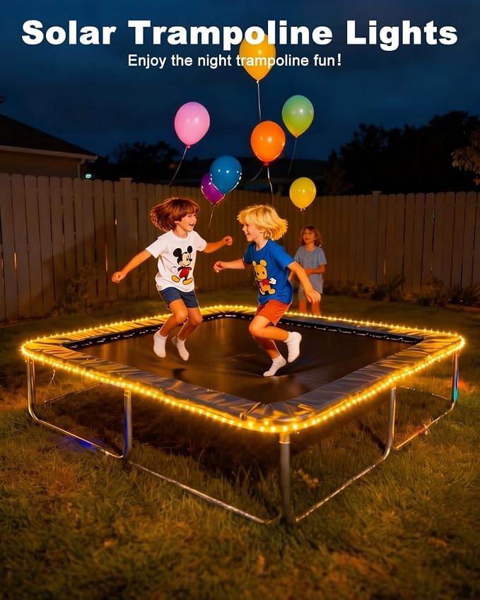 btfarm Solar Rope Lights, 120LED 46FT Solar String Lights Outdoor Waterproof, 8 Lighting Modes Solar Powered Strip Trampoline Light for Outside Garden Tree Christmas Yard Patio Decor, Warm White