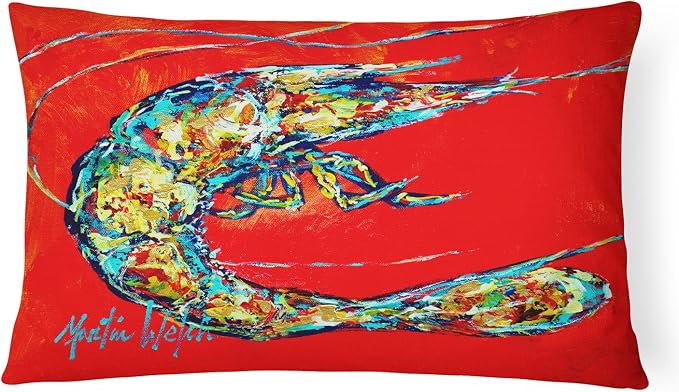 Caroline's Treasures MW1207PW1216 Shrimp Boil Canvas Fabric Decorative Pillow Machine Washable, Indoor Outdoor Decorative Pillow for Couch, Bed or Patio, 12HX16W