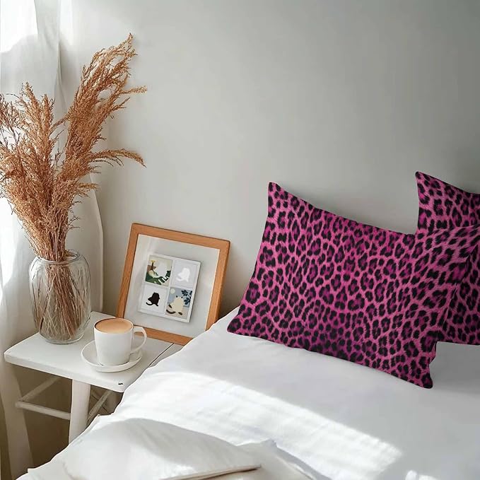 Vandarllin Outdoor Throw Pillows Covers 20x12 inch Set of 2 Waterproof Pink Leopard Print Decorative Zippered Cushion Covers for Patio Furniture, Retro Animal Fur Pattern Lumbar Pillowcases