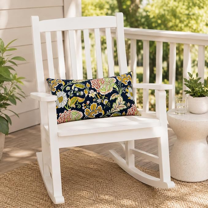 Outdoor Lumbar Pillows 12"x20" Waterproof Patio Pillows with Inserts | Set of 2 Fade Resistant Outdoor Waterproof Lumbar Pillow Decorative Garden Lumbar Cushions for Home Patio Terrace Sofa