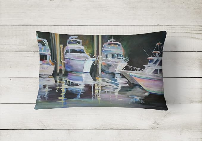 Caroline's Treasures JMK1048PW1216 Deep Sea Fishing Boats Canvas Fabric Decorative Pillow Machine Washable, Indoor Outdoor Decorative Pillow for Couch, Bed or Patio, 12HX16W