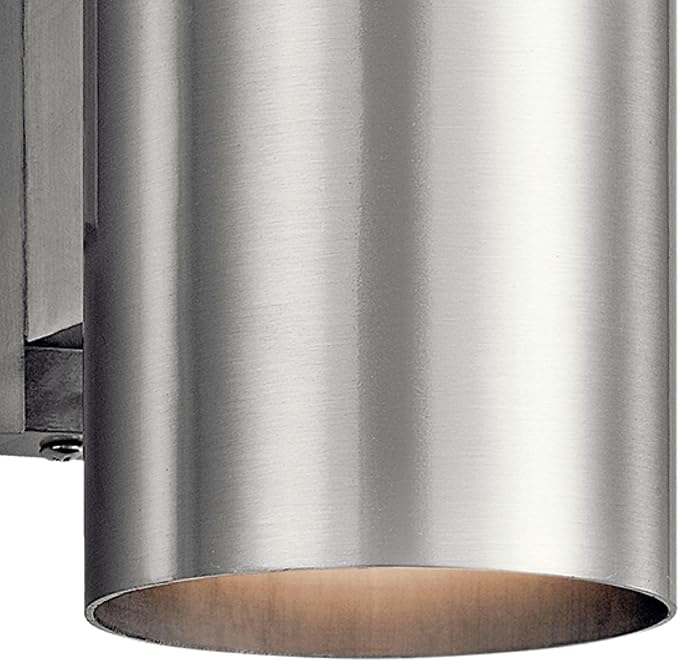 Kichler 9234BA Outdoor Cylinder Wall Mount Sconce DownLight, Brushed Aluminum 1-Light (5" W x 7" H) 65 Watts