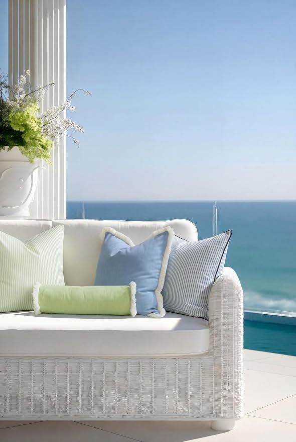 Hofdeco Premium Coastal Hampton Outdoor Performance Bolster Pillow Cover Only, 6"x20" Water Repellent, UV and Fade Resistant for Backyard, Couch, Poolside, Grass Green Woven Solid