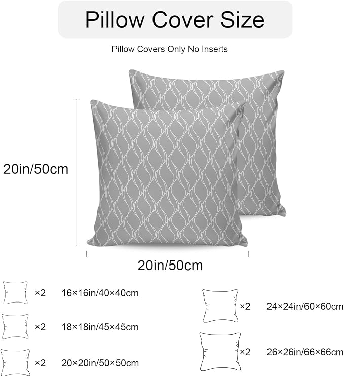 Grey White Stripes Outdoor Pillow Covers 16x16 Inch Throw Pillow Covers Set of 2 Waterproof Decorative Pillow Cases Simple Geometric Modern Monochrome Cushion Covers for Patio Furniture Garden Couch