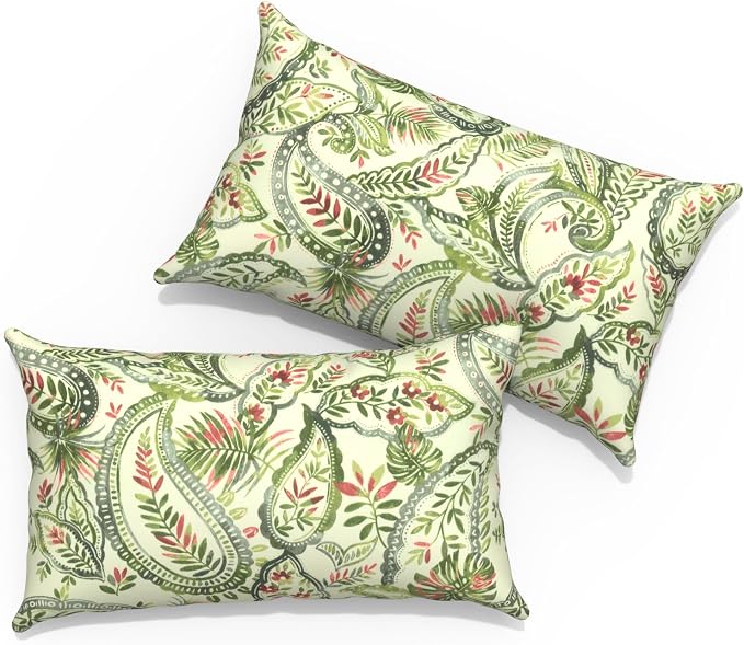 Outdoor Lumbar Pillows 12x20 inch, Rectangle Throw Pillows with Inserts, Decorative Lumbar Cushions for Patio Furniture Garden Couch Home Sofa Office Chair, Pack of 2,Faylinn Shadow Paisley