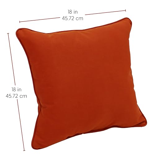 Factory Direct Partners Presidio 18" x 18" Square Decorative Throw Pillow Set with Piping for Indoor/Outdoor Furniture UV, Fade, Weather-Resistant Olefin Fabric (2-Pack) - Burnt Orange, 13810-121