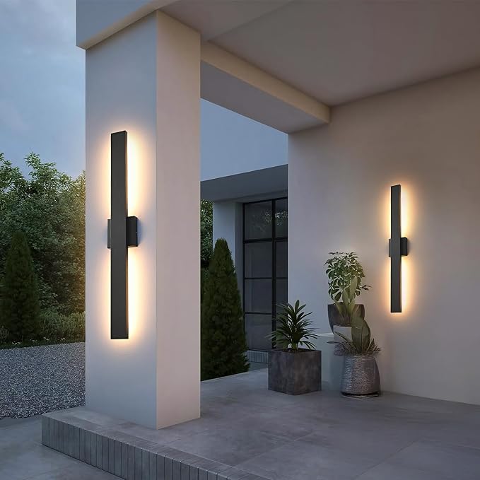 Black Long Outdoor Wall Lights Modern Exterior Lighting Fixtures 31.5 Inch Outdoor Wall Sconce LED 3000K IP65 Waterproof Wall Mount Outside Lights for House Garage Front Door Patio 1Pack