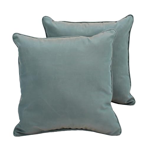 Factory Direct Partners Presidio 18" x 18" Square Decorative Throw Pillow Set with Piping for Indoor/Outdoor Furniture UV, Fade, Weather-Resistant Olefin Fabric (2-Pack) - Dusty Turquoise, 13810-137
