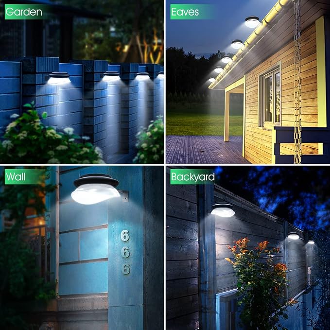DBF Outdoor Solar Gutter Lights - Solar Fence Lights Outdoor Waterproof LED Deck Lighting Wall Mount Decorative Auto On/Off for Eaves Yard Garage Garden Deck Patio Railing (6 Pack)