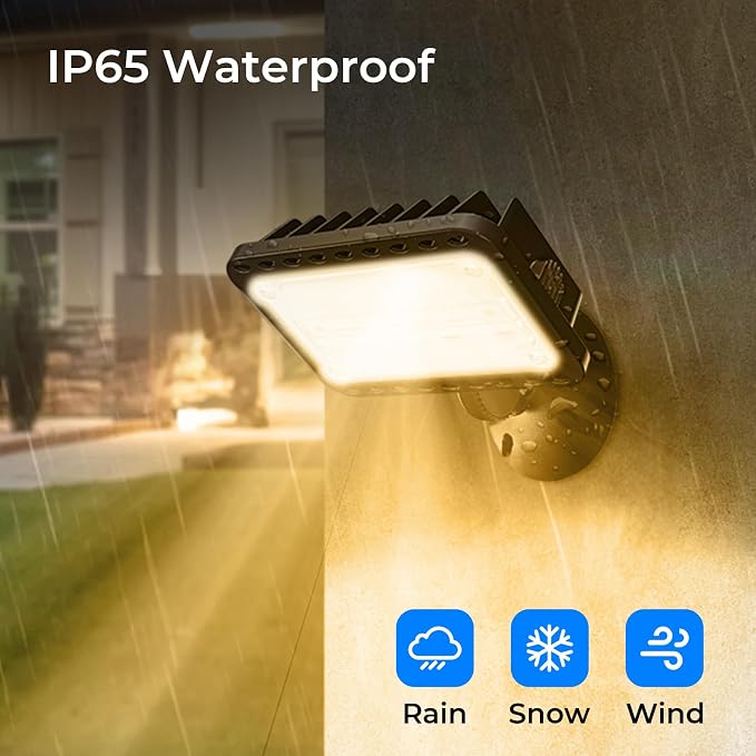 CINOTON 20W LED Flood Lights Outdoor, IP65 Waterproof Exterior Security Wall Light with 180°Knuckle, 2800LM 120V Outside Aluminum Lighting Fixture for Yard Patio Garage Doorway 3000K 2 Pack, UL Listed