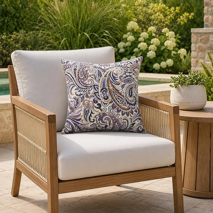 Outdoor Pillows Waterproof 18"x18" Decorative Throw Pillows with Inserts | Set of 2 Outdoor Square Pillows for Couch Sofa Patio Furniture