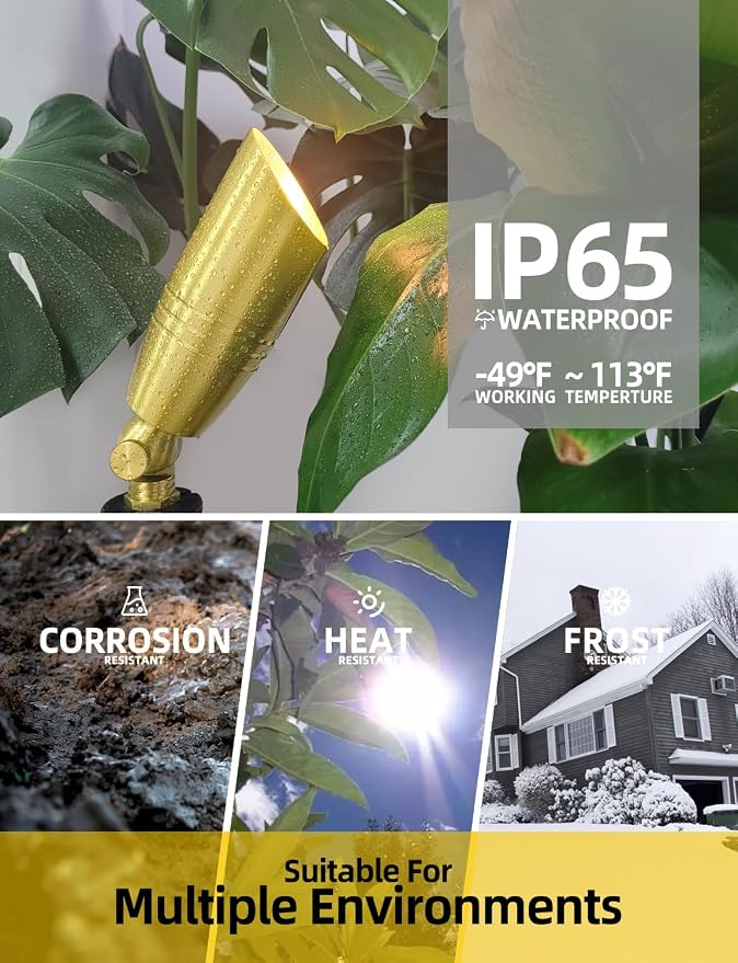 COLOER Die-cast Brass Landscape Spotlight 1-Pack with 5W Aluminum Housing LED MR16 Bulb,12V AC/DC Low Voltage Copper Outdoor Lighting, Directional Garden Patio Spot Up Light (102B Copper Finish)