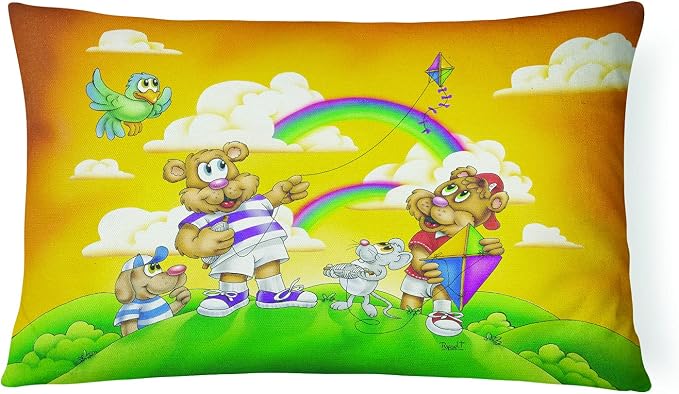 Caroline's Treasures APH0374PW1216 Bears Flying a Kite Canvas Fabric Decorative Pillow Machine Washable, Indoor Outdoor Decorative Pillow for Couch, Bed or Patio, 12HX16W