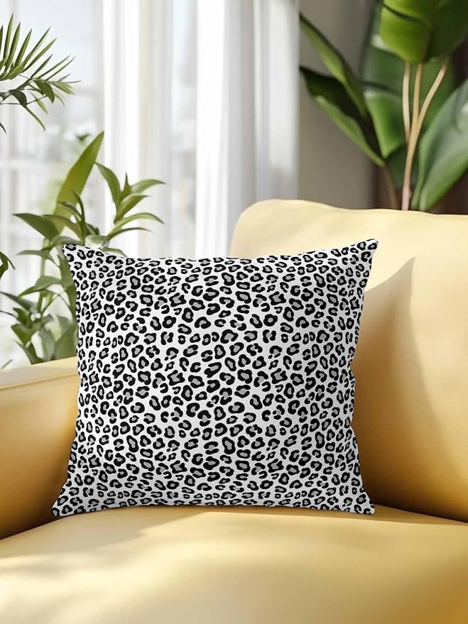 Outdoor Waterproof Throw Pillows Abstract White Black Leopard Patio Pillows,Decorative Pillow Covers with Insert,Pillow Cushion Case for Garden Couch Sofa Animal Skin Print