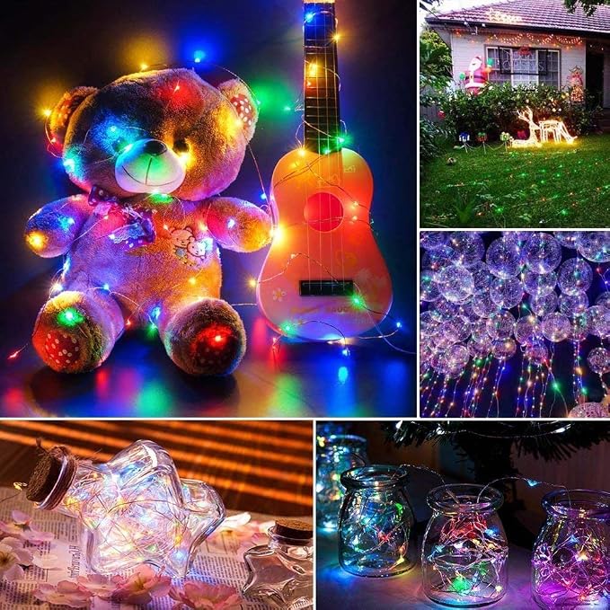 Joomer Solar Fairy Lights, 2-Pack Total 80FT 240LED Lights, Multicolor | Silver Wire, Solar String Light Waterproof 8 Lighting Modes for Patio Fence Party Garden Yard Home Outdoor Decoration