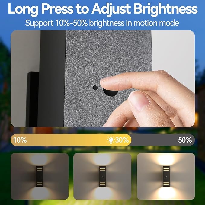 SHIMR Motion Sensor Outdoor Wall Lights, Up and Down Sconce, ETL Listed | Dusk to Dawn Outdoor Lighting, Up and Down, Black Aluminum Exterior Light Fixture for Porch Garage Patio, LED Bulbs Included