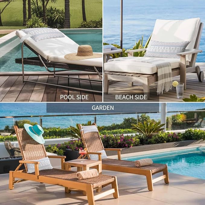 Outdoor Lumbar Pillow Set of 1, Pink Blue Boho Striped Waterproof Beach Headrest Pillow with Inserts, Southwestern Ethnic Tribe Vintage Recliner Throw Pillows for Patio Furniture, 12 x 20