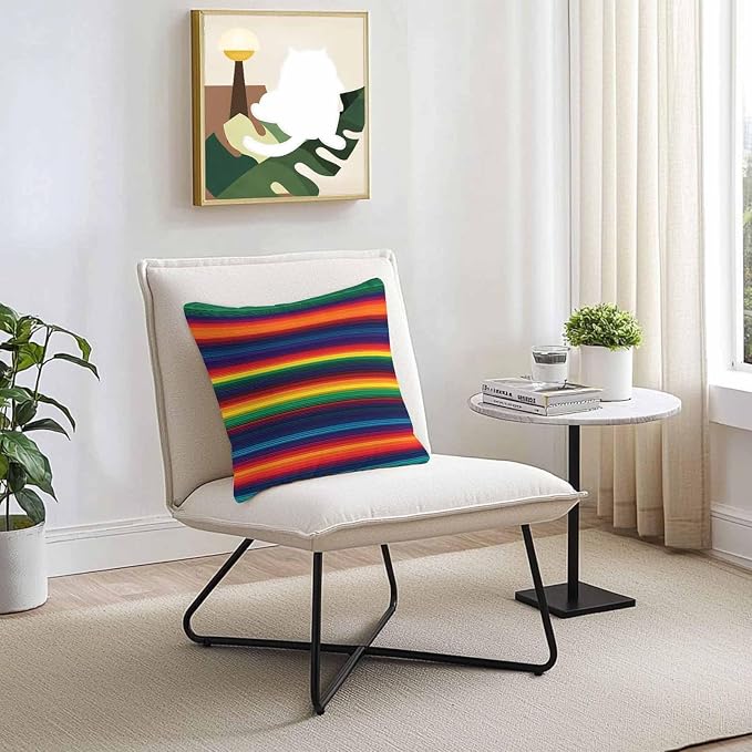 Outdoor Throw Pillow Covers Waterproof Pillow Cases 16x16 Colorful Mexican Stripes Ethnic Style Decorative Pillow Covers Cushion Cases for Couch Sofa Patio Garden 2 Pack Orange Gradient Geometric