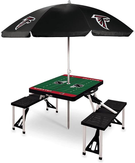 PICNIC TIME NFL Picnic Table Portable Folding Table with Seats and Umbrella
