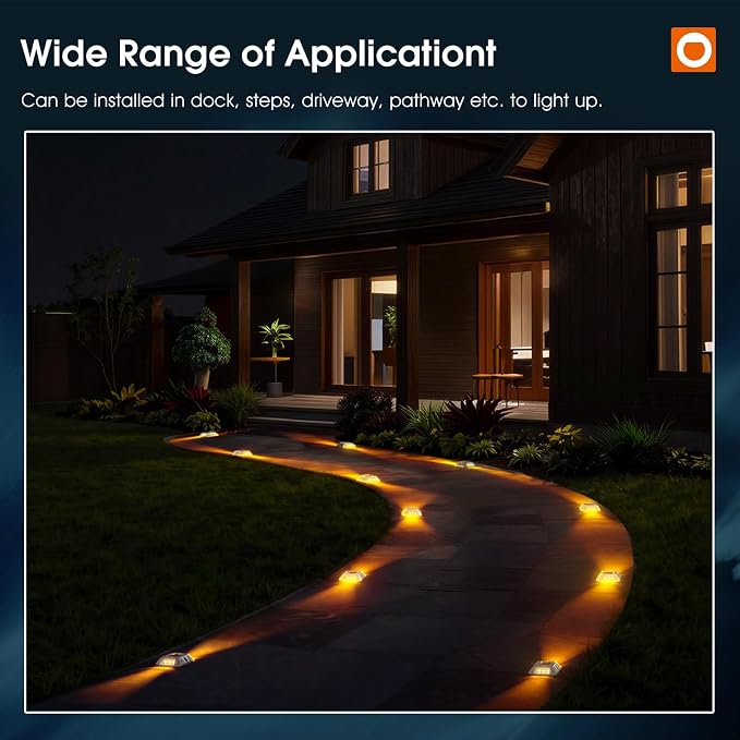 addlon Solar Dock Lights Marine 8 Pack, 2CCT Outdoor Driveway Marker Deck Lights, IP67 Waterproof, Solar Powered Deck Light for Pathway Warning Step Sidewalk Patio, Warm White & Cool White, FCC
