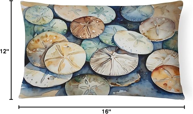 Caroline's Treasures DAC2819PW1216 Sand Dollars Throw Pillow Machine Washable, Indoor Outdoor Decorative Pillow for Couch, Bed or Patio, 12HX16W
