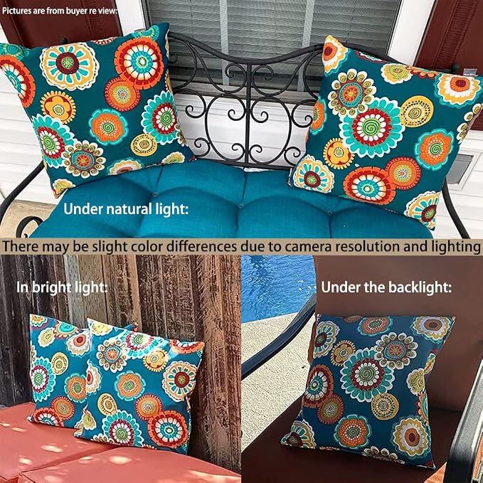 Magpie Fabrics Pack of 2 Outdoor Lumbar Pillow Case Covers 12"x20", Waterproof Rectangular Throw Pillowcase Shell Decorative Sham for Patio Garden Couch - Floral Green