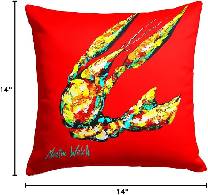 Caroline's Treasures MW1146PW1414 Crawfish Move Over Fabric Decorative Pillow Machine Washable, Indoor Outdoor Decorative Pillow for Couch, Bed or Patio, 14Hx14W