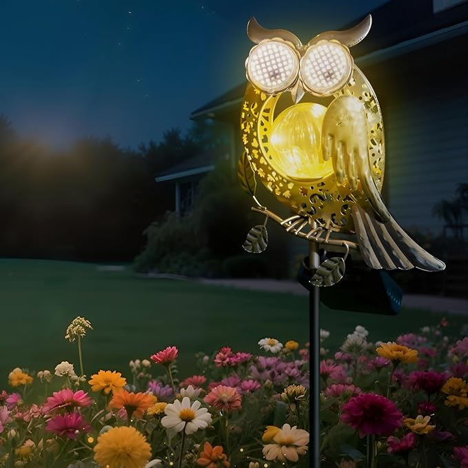 SRNPMIU Solar Lights Outdoor Decor, Solar Owl Yard Decorations Outdoor | Garden Decorative, IP65 Waterproof, Gifts for Women Mom, for Yard Patio Lawn Pathway Landscape