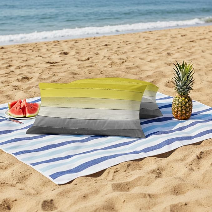 Yellow Gray Outdoor Pillow Covers 20x12 Inch Lumbar Pillow Covers Set of 2 Waterproof Decorative Throw Pillow Cases Country Vintage Abstract Gradient Wooden Cushion Covers for Patio Furniture Garden