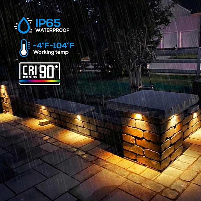 LEONLITE 4-Pack 4 Inch LED Hardscape Lighting, 1W/2W/3W, 2700K Soft White | Update Dimmable Retaining Wall Lights, Low Voltage Landscape Lighting, 12-24V AC/DC Paver Light, Outdoor Step Lights, ETL