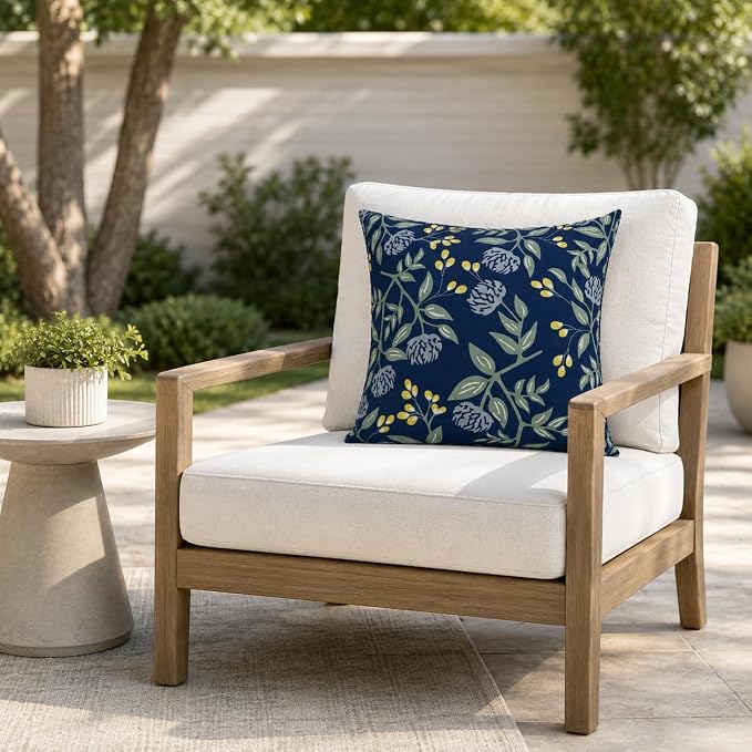 Waterproof Outdoor Throw Pillows with Inserts 18 x 18 Inch | Pack of 2 Patio Decorative Pillows, Square Outdoor Pillows for Patio Furniture Porch Garden Deck Balcony Couch and Sofa
