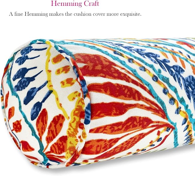 Outdoor Waterproof Decorative Bolster Pillows with Inserts for Patio Furniture, 20x6 Inch Fade Resistant Patio Garden Neck Roll Cushions for Couch Bed Sofa, Paisley Multi