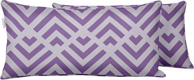 Indoor/Outdoor Polyester Fabric Lumbar Pillow Cover, All-Weather Waterproof Rectangular Cushion Case for Patio Furniture, 12 x 18 Set of 2 - Abstracts-41