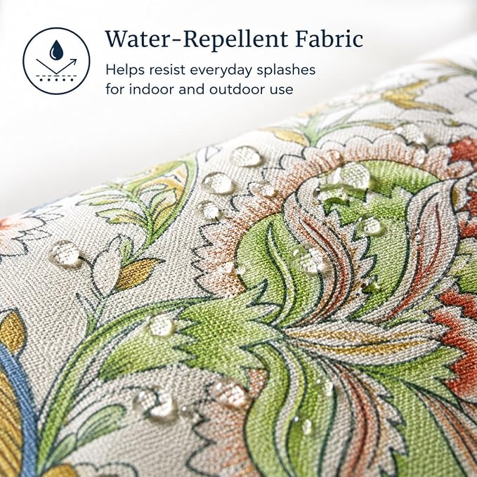 Outdoor Lumbar Pillows 12x20, 2 Pack with Inserts,Yellow Floral | 2-Pack 12x20 Outdoor Lumbar Pillows with Inserts, Water-Repellent Covers, Hidden Zippers, Plump Comfort for Patio & Sofa
