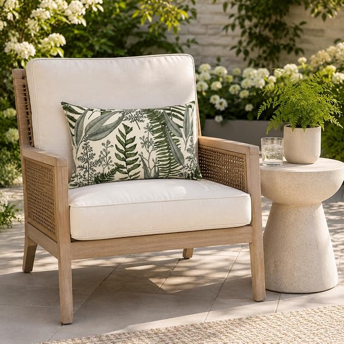 Outdoor Patio Lumbar Pillows, Pack of 2, 12"x20" | Fade Resistant Outdoor Waterproof Lumbar Pillow with Inners Decorative Garden Lumbar Cushions for Home Patio Terrace Sofa