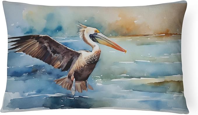 Caroline's Treasures DAC2856PW1216 Pelican Throw Pillow Machine Washable, Indoor Outdoor Decorative Pillow for Couch, Bed or Patio, 12HX16W