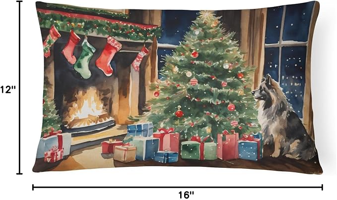 Caroline's Treasures DAC2689PW1216 Keeshond Cozy Christmas Throw Pillow Machine Washable, Indoor Outdoor Decorative Pillow for Couch, Bed or Patio, 12HX16W