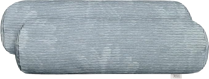 RSH DECOR: Sunbrella Neck Roll Pillows Set of 2 | 24” x 8” | Outdoor Bolster for Patio, Deck, Porch, or Poolside Chairs | Fade & Water-Resistant | Made in USA (Bisbee Daisy Sky)