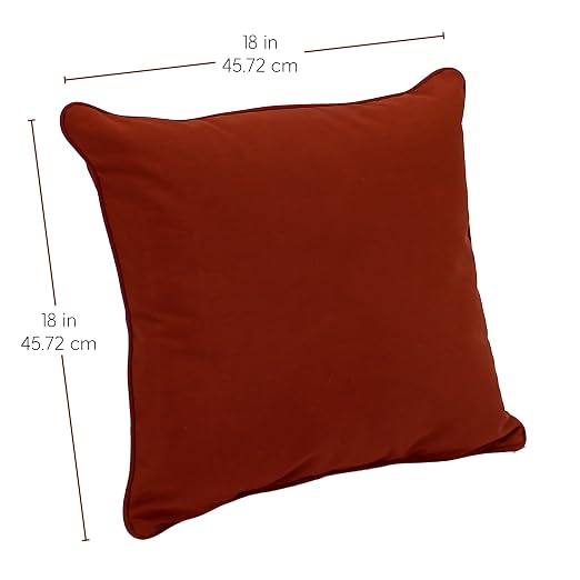 Factory Direct Partners Presidio 18" x 18" Square Decorative Throw Pillow Set with Piping for Indoor/Outdoor Furniture; UV, Fade, Weather-Resistant Olefin Fabric (2-Pack) - Rust Red, 13810-118