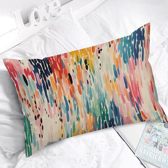 Make It Rain Fiesta Lumbar Throw Pillow Cover Rainbow Colorful Pillow Case 12x20in Classic Accent Throw Pillow Covers Farmhouse Decorative for for Sofa Couch Bed Chair Indoor